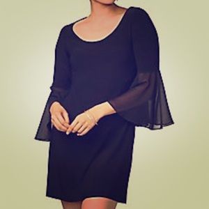 Black dress with chiffon bell sleeves